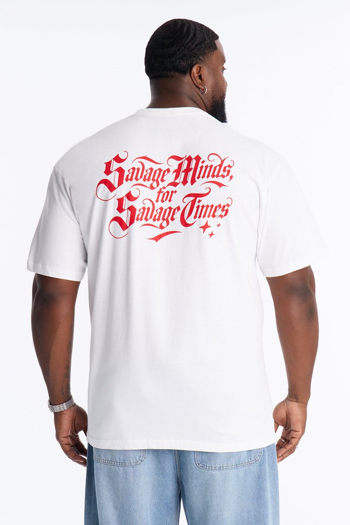 Savage Minds Oversized Short Sleeve Tee - White