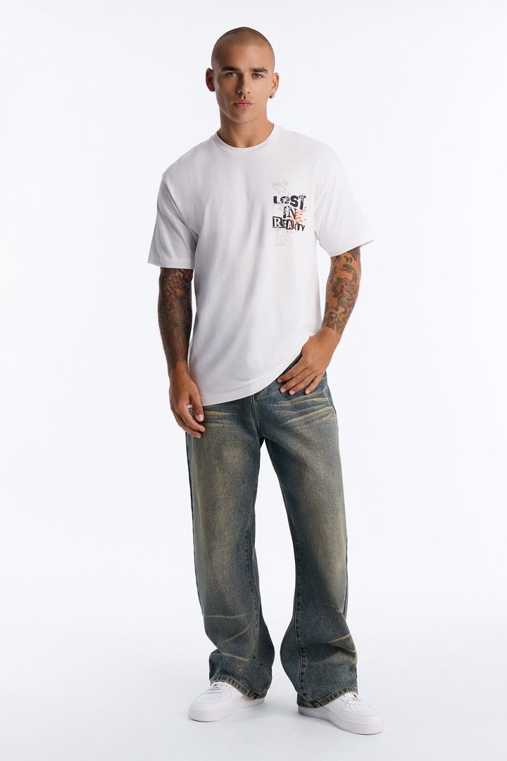 Lost In Reality Oversized Short Sleeve Tee - White