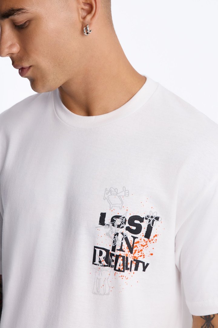Lost In Reality Oversized Short Sleeve Tee - White
