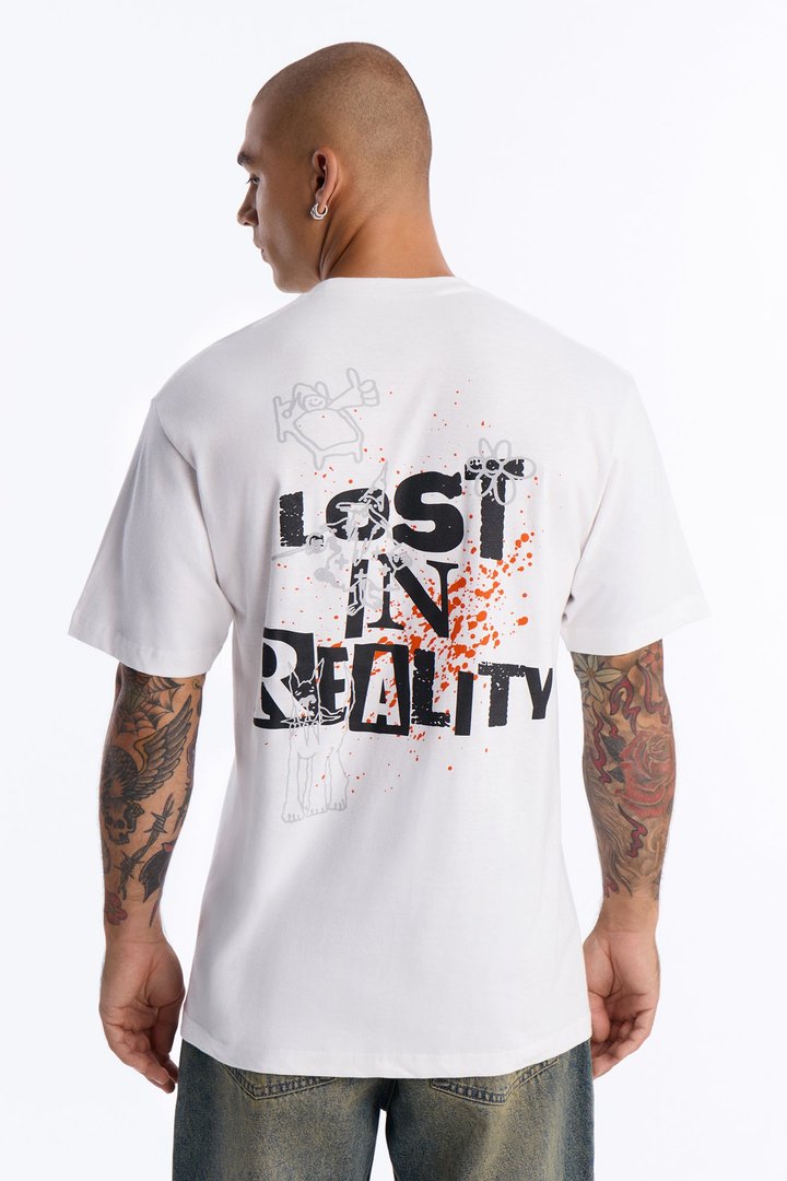 Lost In Reality Oversized Short Sleeve Tee - White