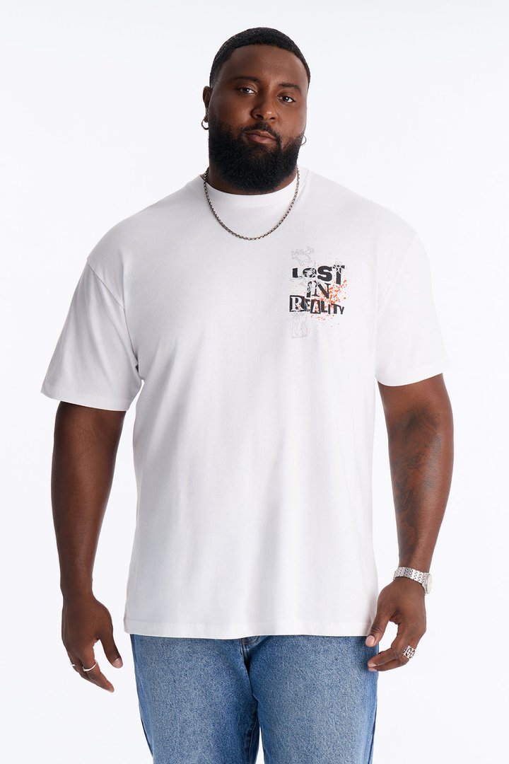 Lost In Reality Oversized Short Sleeve Tee - White