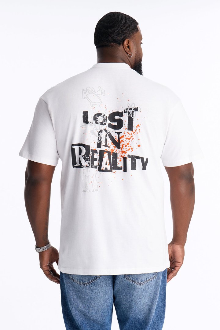 Lost In Reality Oversized Short Sleeve Tee - White