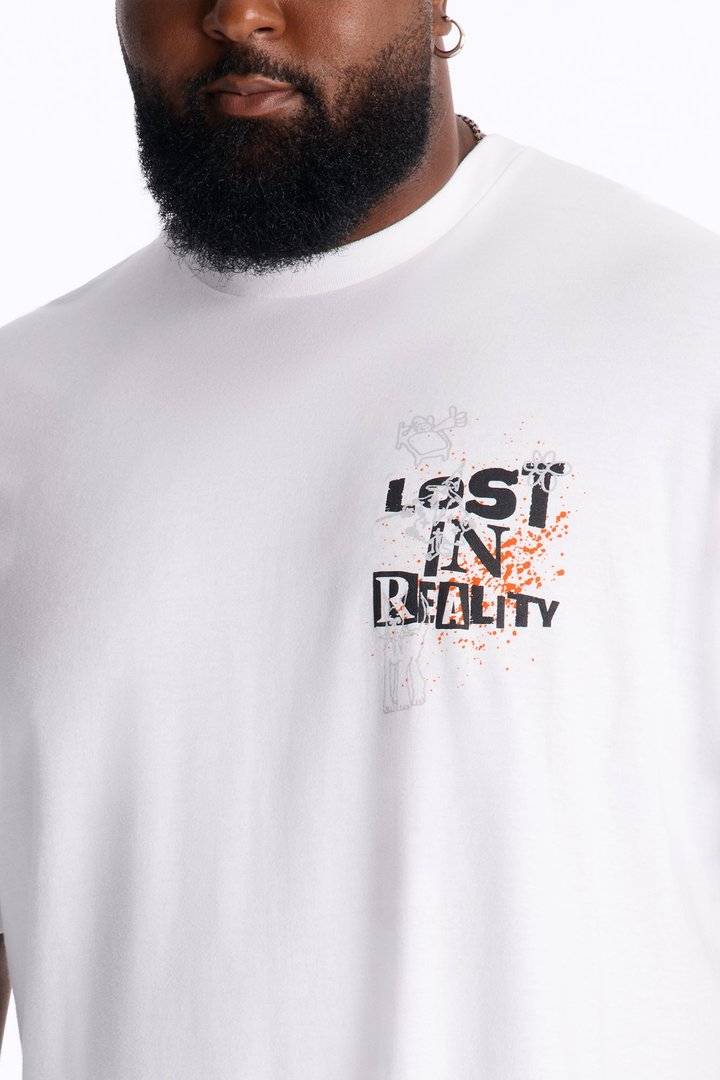 Lost In Reality Oversized Short Sleeve Tee - White