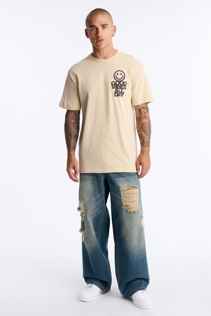 Protect Your Vibe Oversized Short Sleeve Tee - Sand