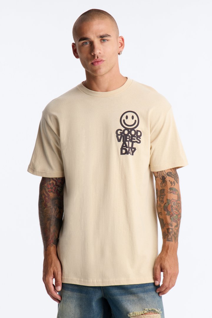 Protect Your Vibe Oversized Short Sleeve Tee - Sand
