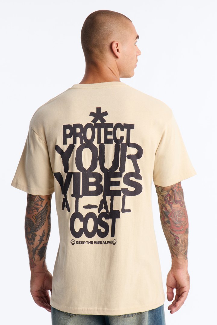 Protect Your Vibe Oversized Short Sleeve Tee - Sand