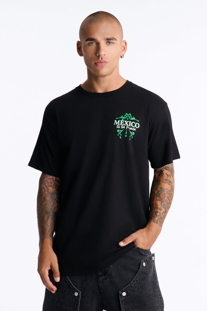 Mexico Si Se Puede Oversized Short Sleeve Tee - Black