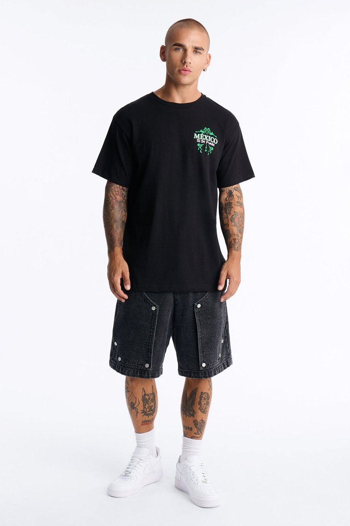 Mexico Si Se Puede Oversized Short Sleeve Tee - Black