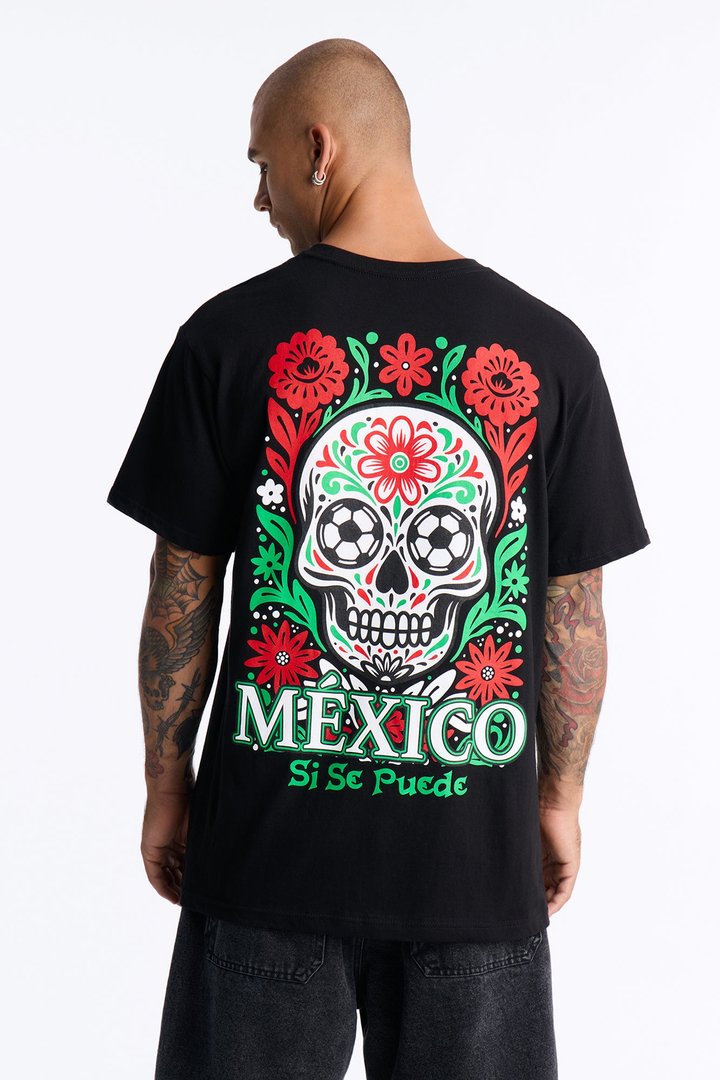 Mexico Si Se Puede Oversized Short Sleeve Tee - Black