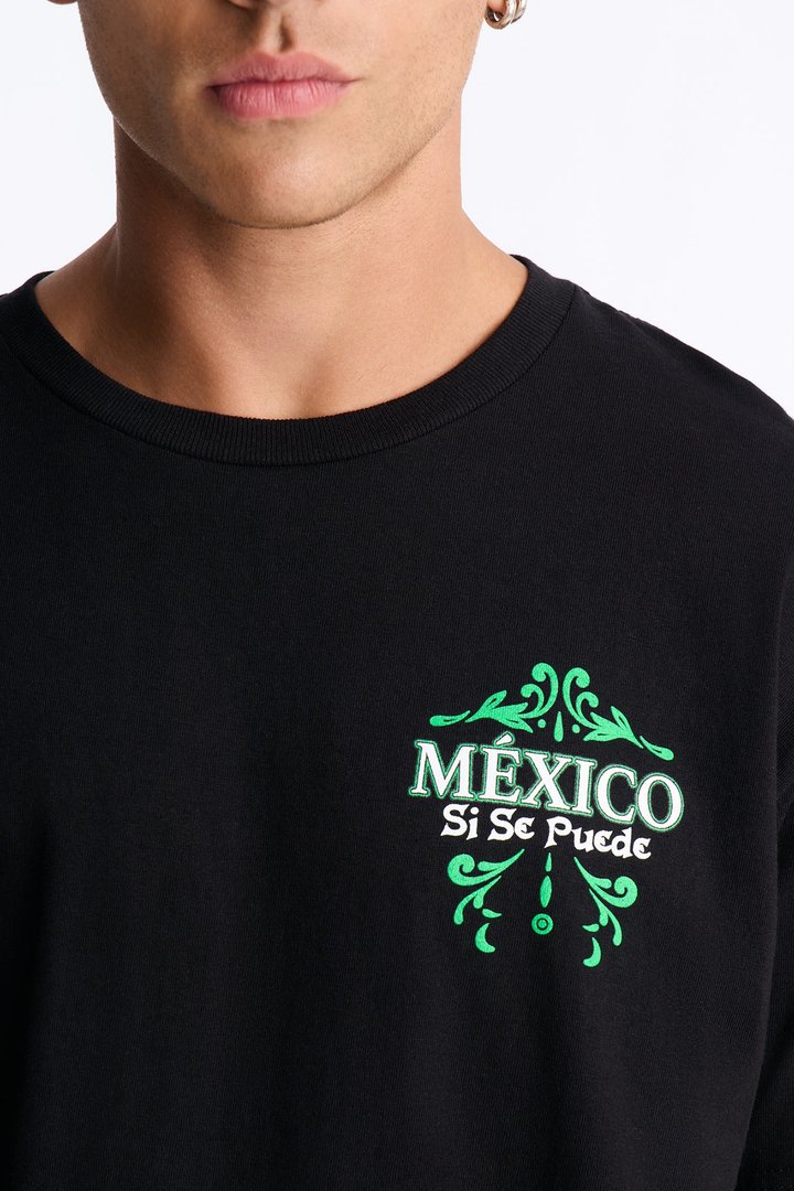 Mexico Si Se Puede Oversized Short Sleeve Tee - Black