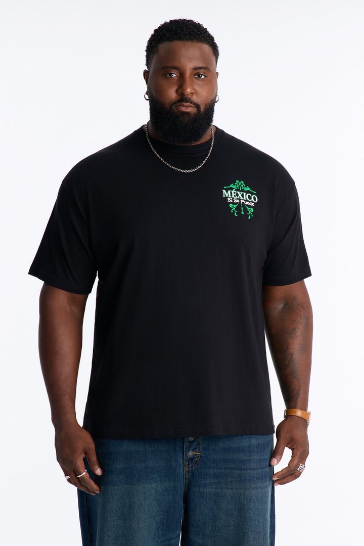 Mexico Si Se Puede Oversized Short Sleeve Tee - Black