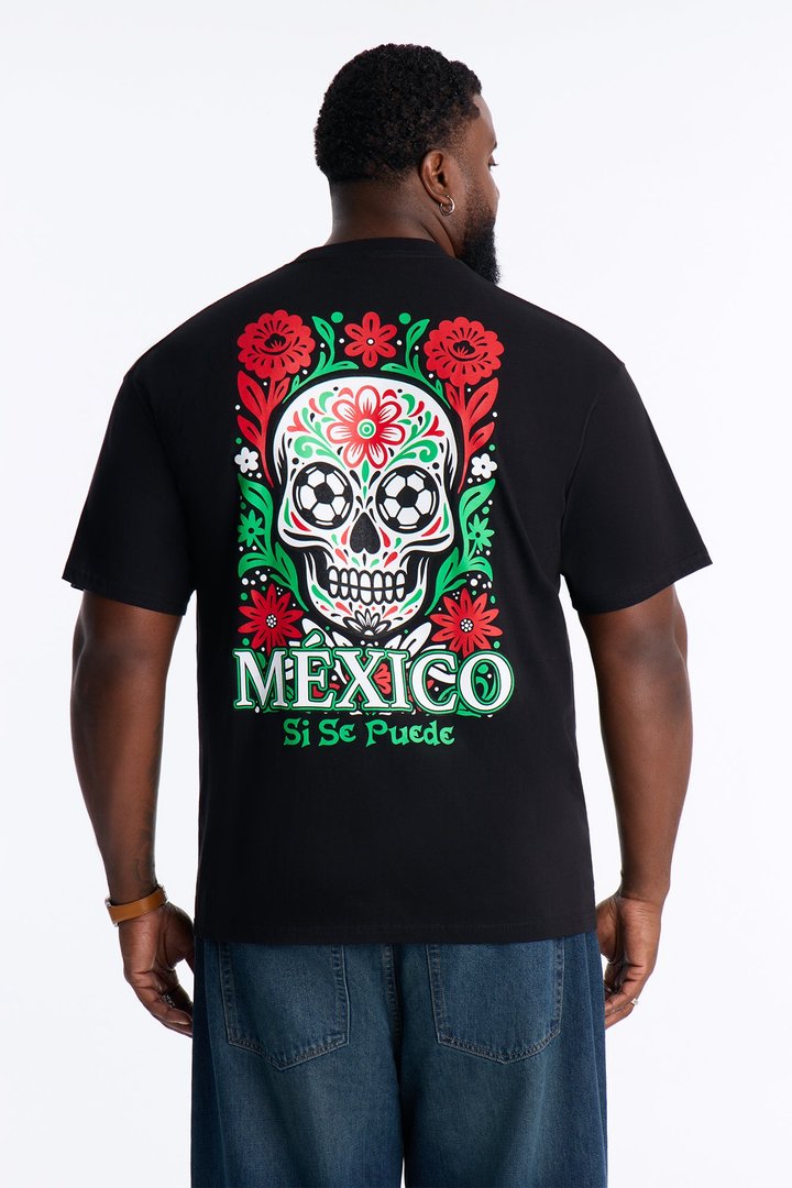 Mexico Si Se Puede Oversized Short Sleeve Tee - Black
