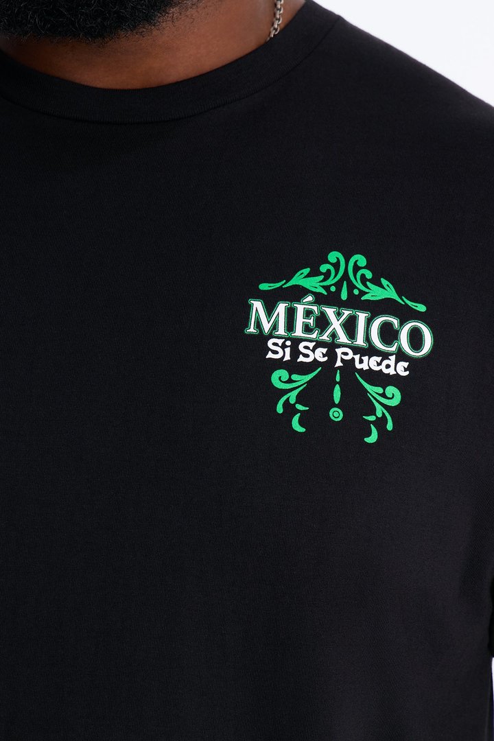 Mexico Si Se Puede Oversized Short Sleeve Tee - Black