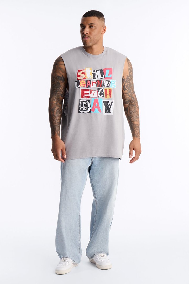 Still Learning Oversized Muscle Tee - Grey