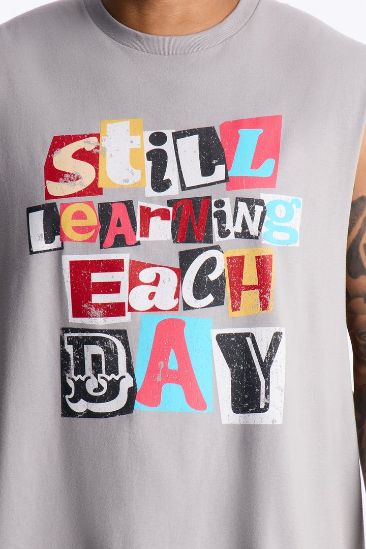 Still Learning Oversized Muscle Tee - Grey