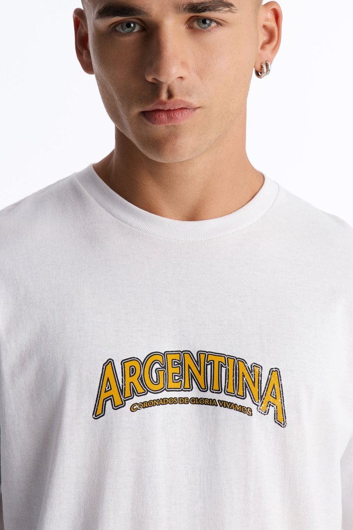 Argentina Futbol Oversized Short Sleeve Tee - White