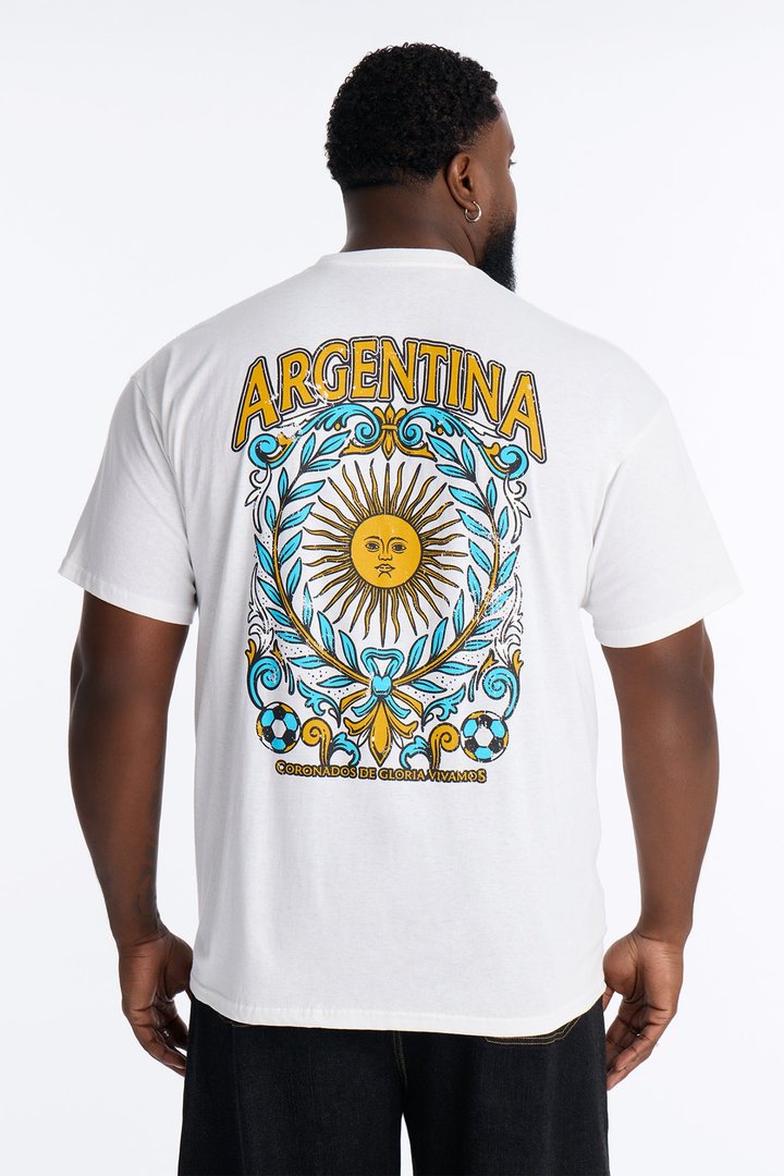 Argentina Futbol Oversized Short Sleeve Tee - White