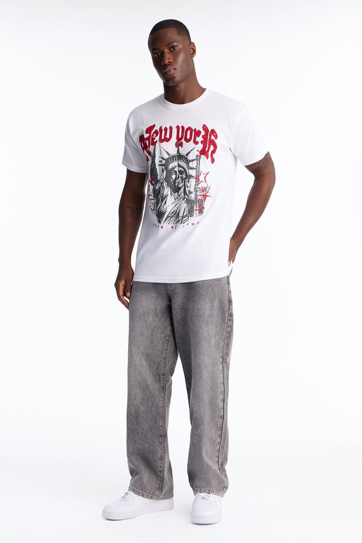 New York State Of Mind Oversized Short Sleeve Tee - White