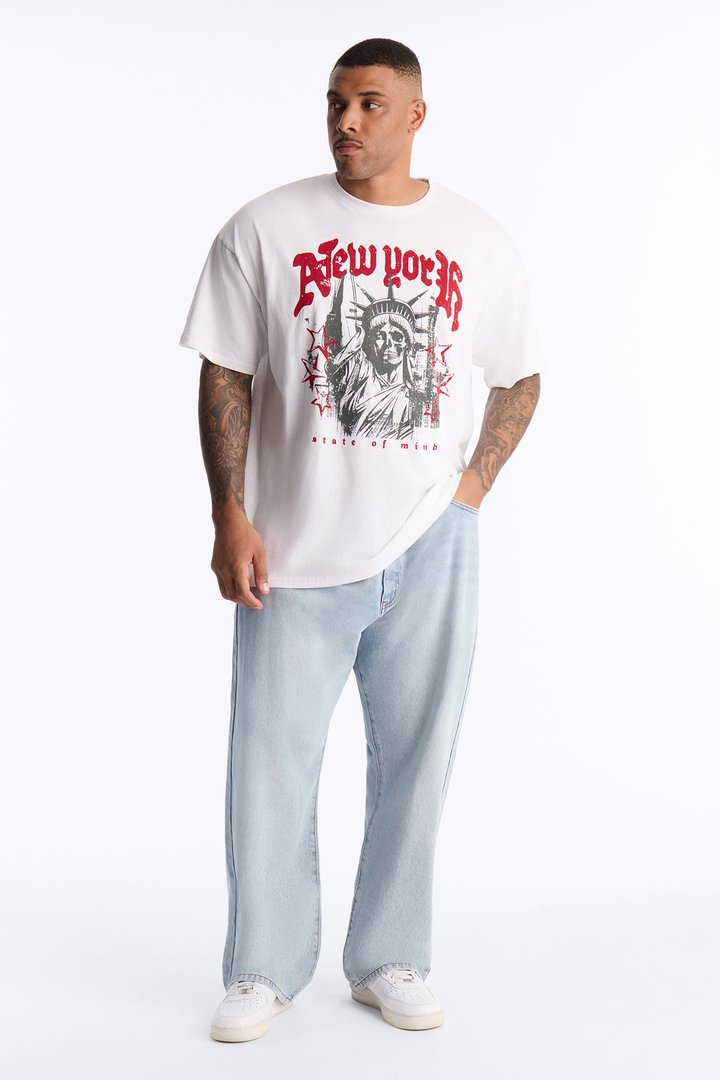 New York State Of Mind Oversized Short Sleeve Tee - White