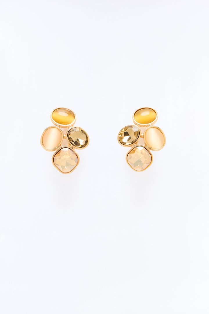 Stone Aura Stud Earrings - Gold/combo
