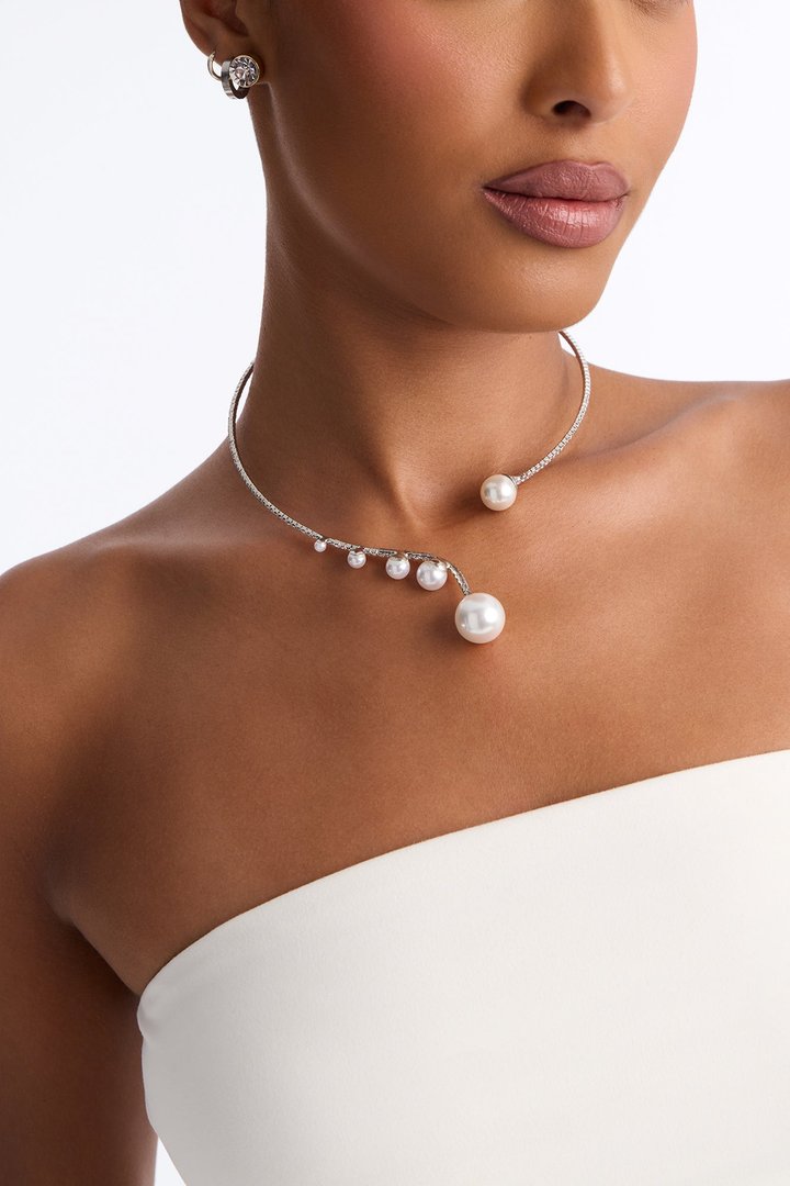Shut It Down Rhinestone Choker - Silver