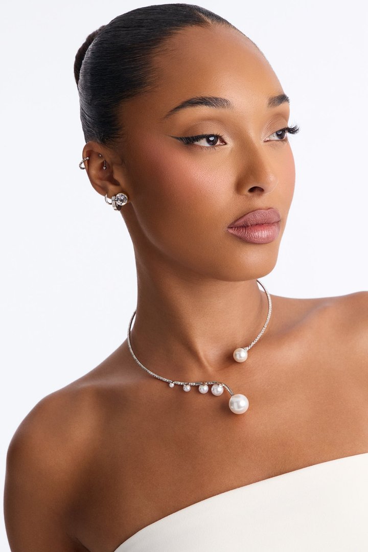 Shut It Down Rhinestone Choker - Silver