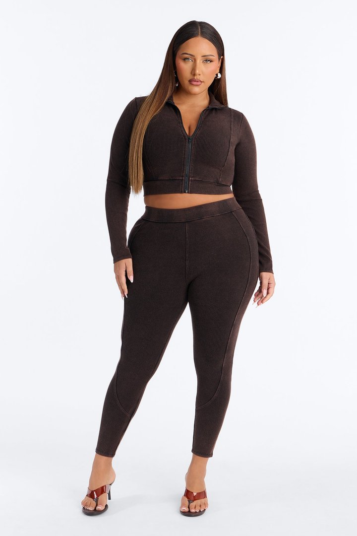 Janessa Washed Snatched Pant Set - Black Wash