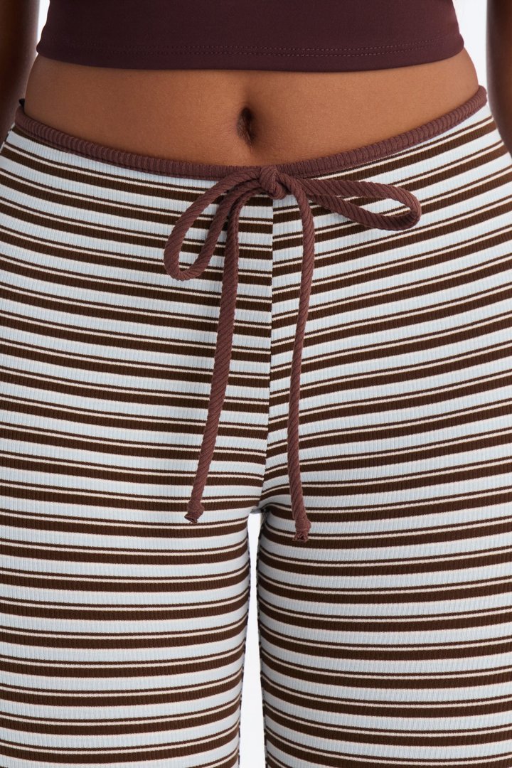 Ruby Low Rise Ribbed Striped Capri Legging - Blue/combo