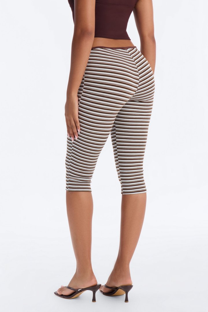 Ruby Low Rise Ribbed Striped Capri Legging - Blue/combo