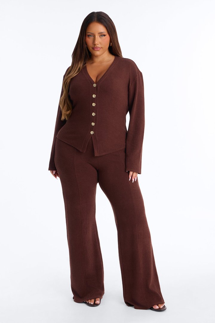 Polished Comfort Pant Set - Chocolate/Combo