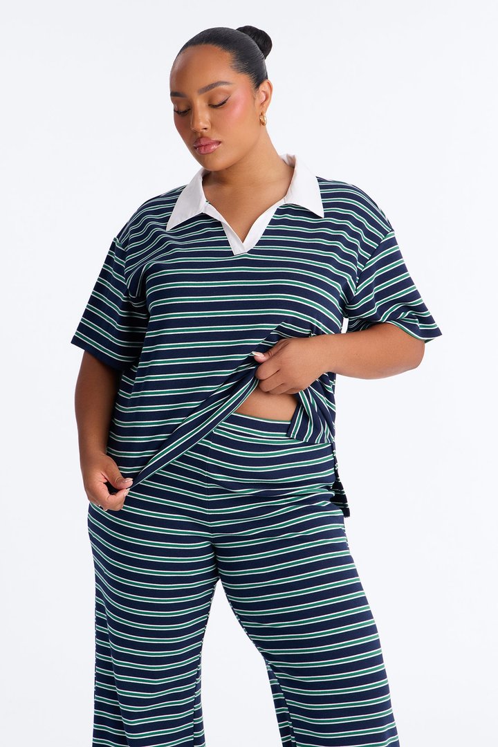 Kennedy Striped Polo Pant Set - Navy/combo