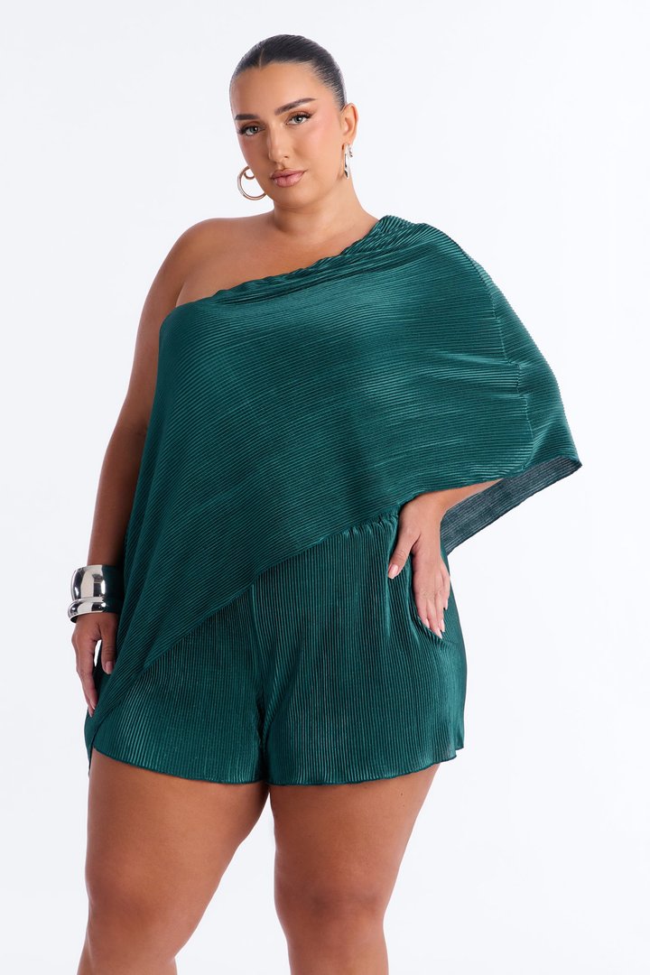 Azela Plisse Short Set - Emerald