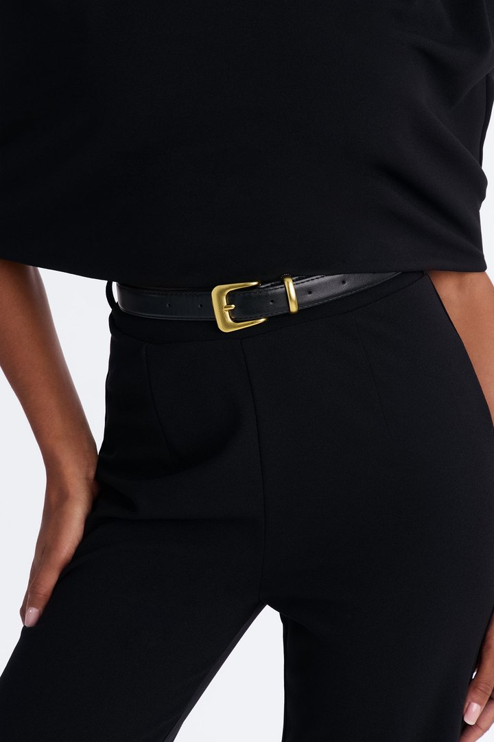 Mali Belted Cape Sleeve Pant Set - Black