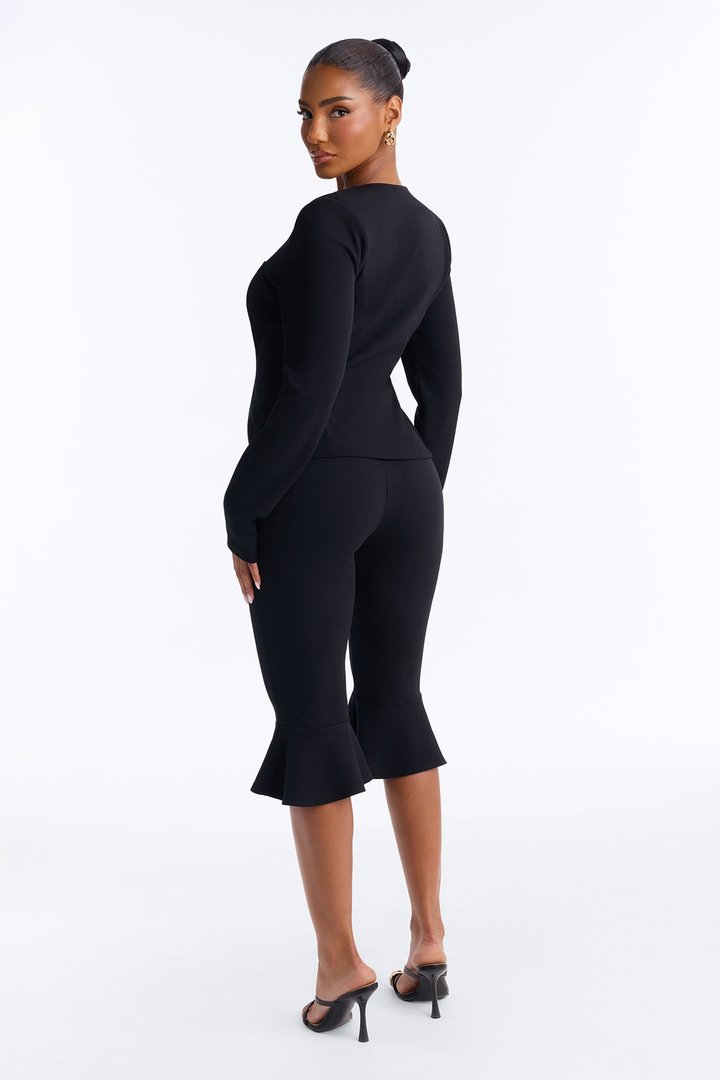 Kelly Ruffle Capri Set - Black