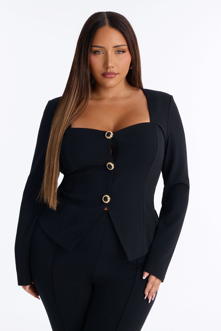 Kelly Ruffle Capri Set - Black