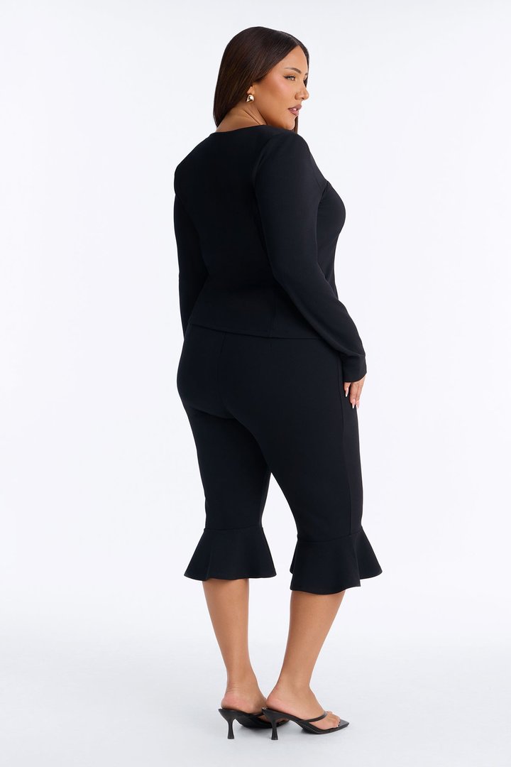 Kelly Ruffle Capri Set - Black