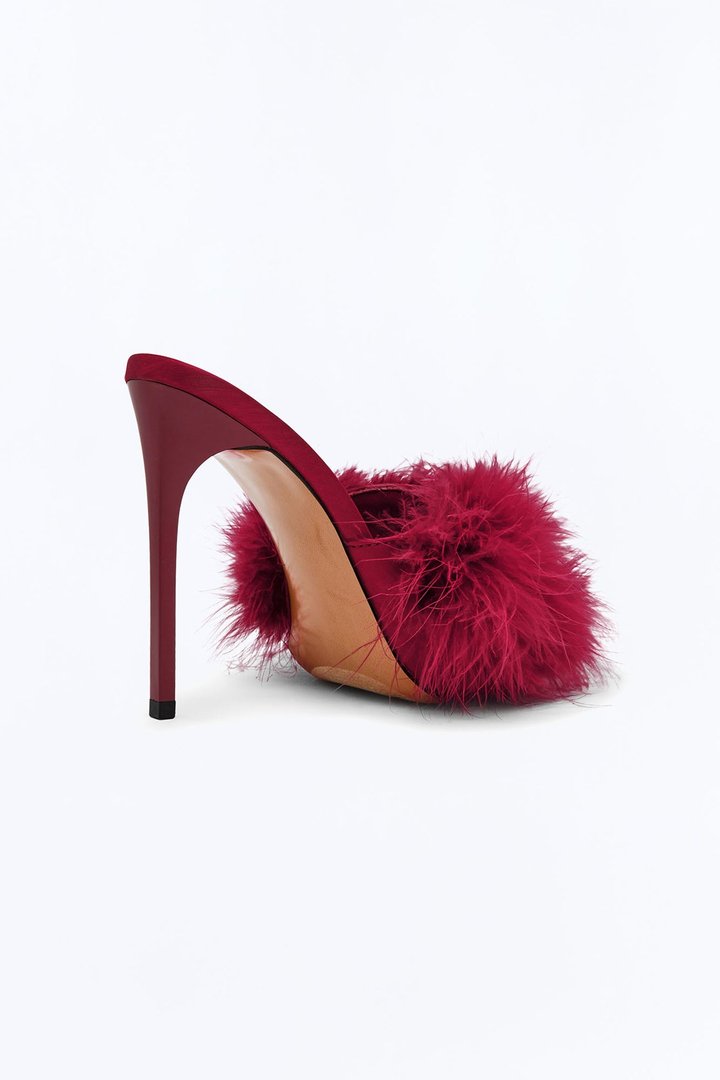 Steve Madden Ashbey Feather Stiletto Heels - Burgundy
