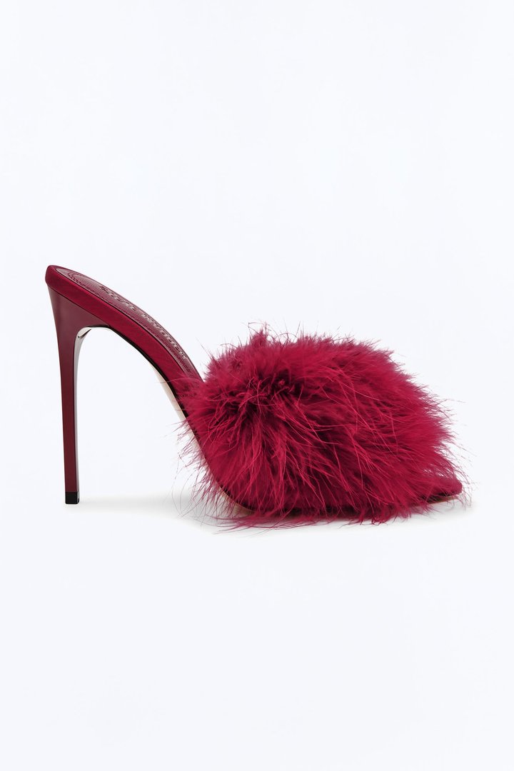 Steve Madden Ashbey Feather Stiletto Heels - Burgundy