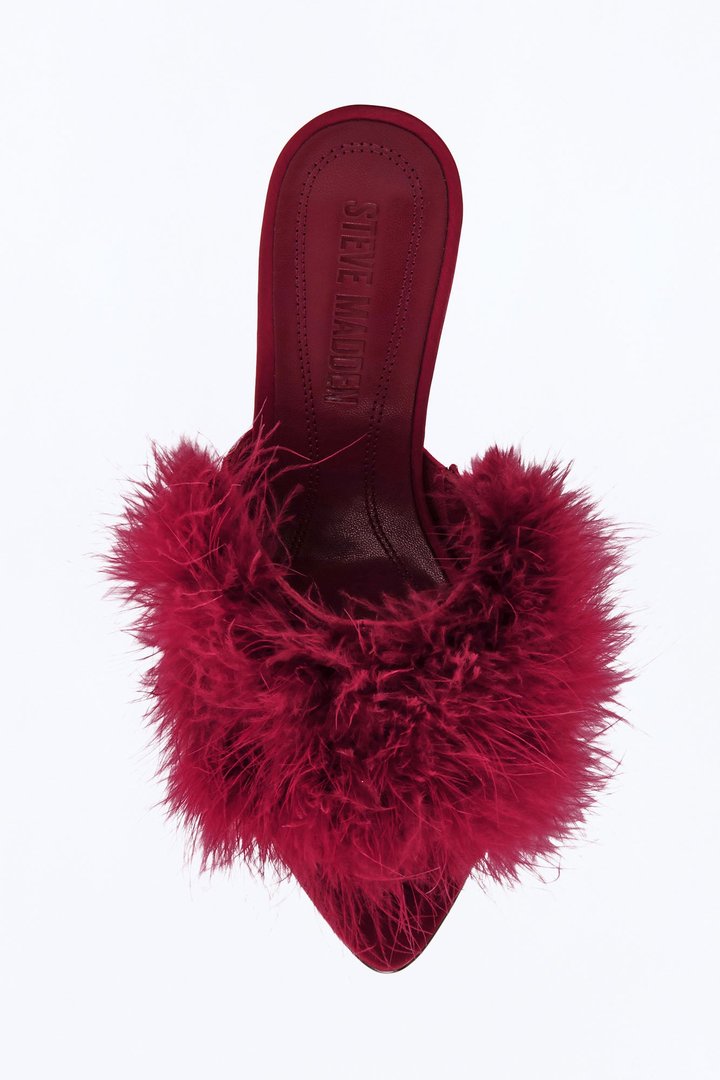 Steve Madden Ashbey Feather Stiletto Heels - Burgundy