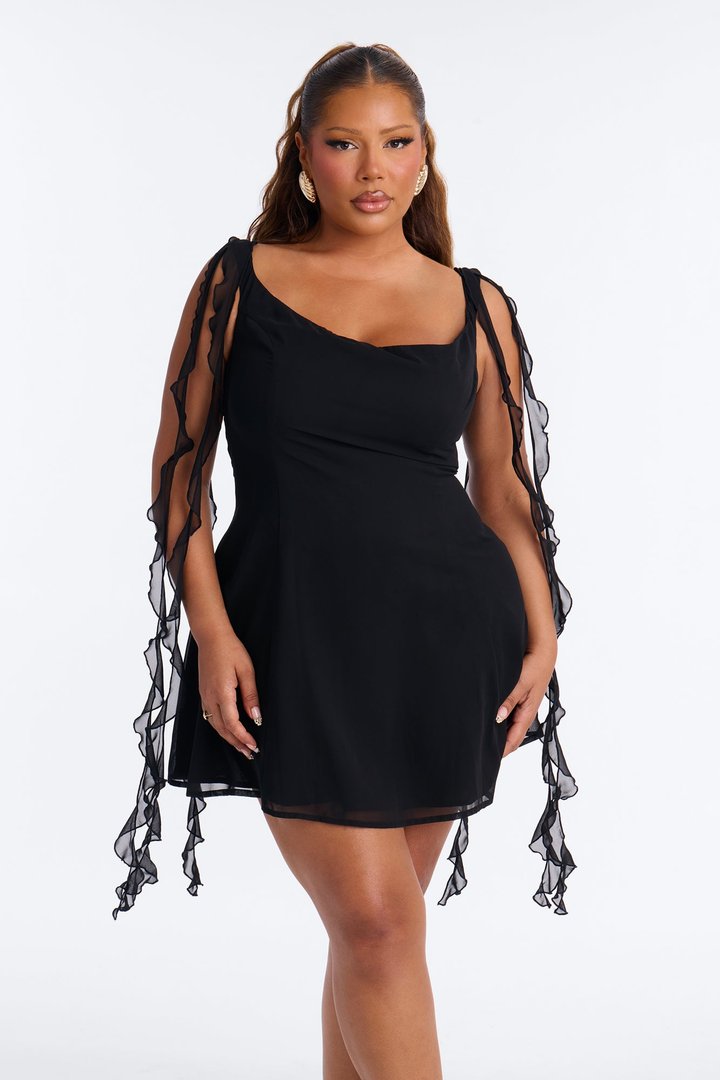 Leilani Ruffle Mini Dress - Black