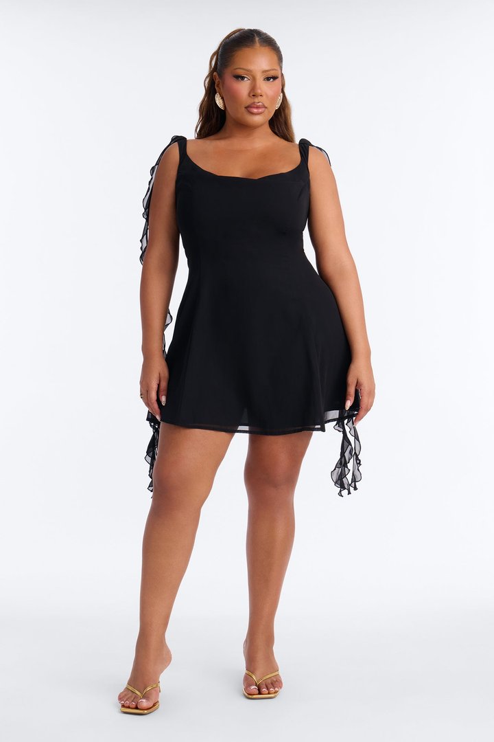 Leilani Ruffle Mini Dress - Black