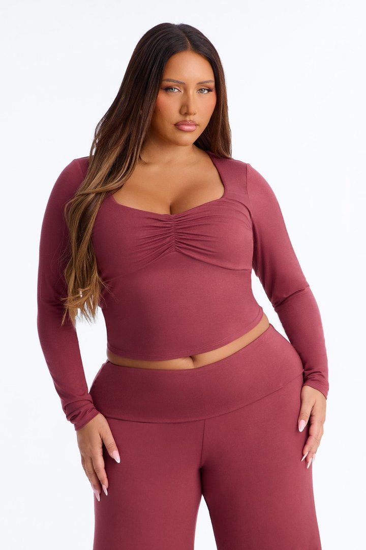 Katrina Foldover Gaucho Pant Set - Mauve