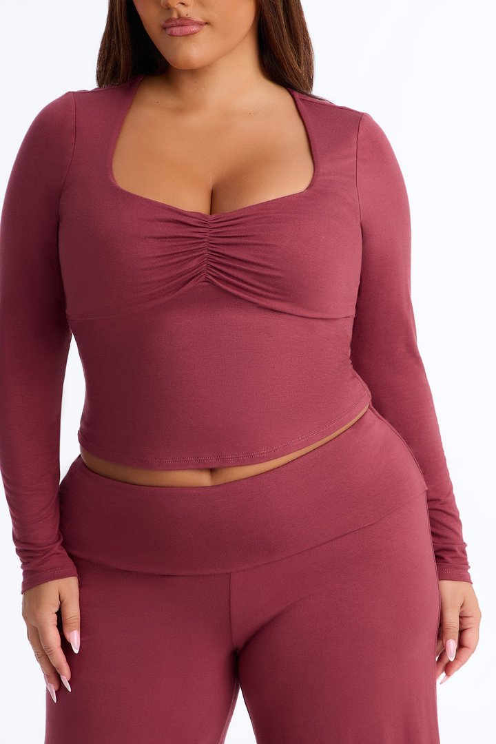 Katrina Foldover Gaucho Pant Set - Mauve
