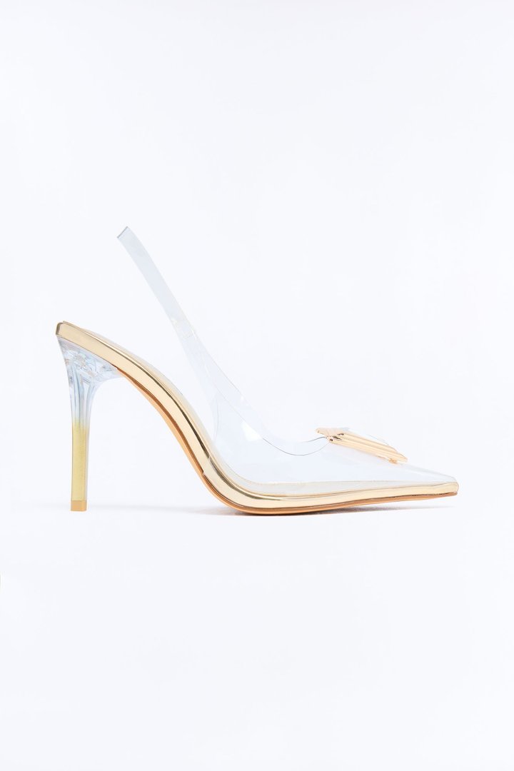 Style Choice Clear Jewel Slingback Pumps - Gold