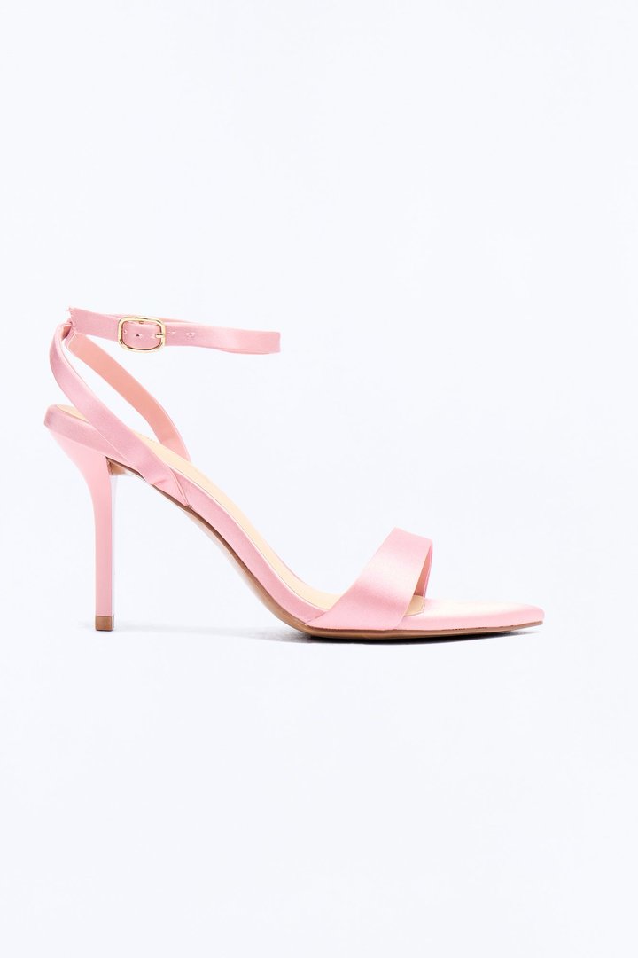 Evelyn Satin Ankle Strap Heels - Blush