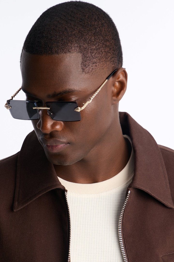 Public Enemy Snake Rimless Sunglasses - Grey/Gold