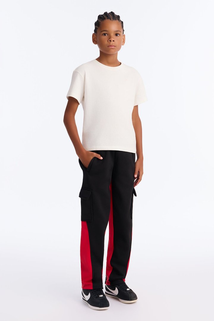 Mini Show A Little Cargo Flare Pant - Black/Red