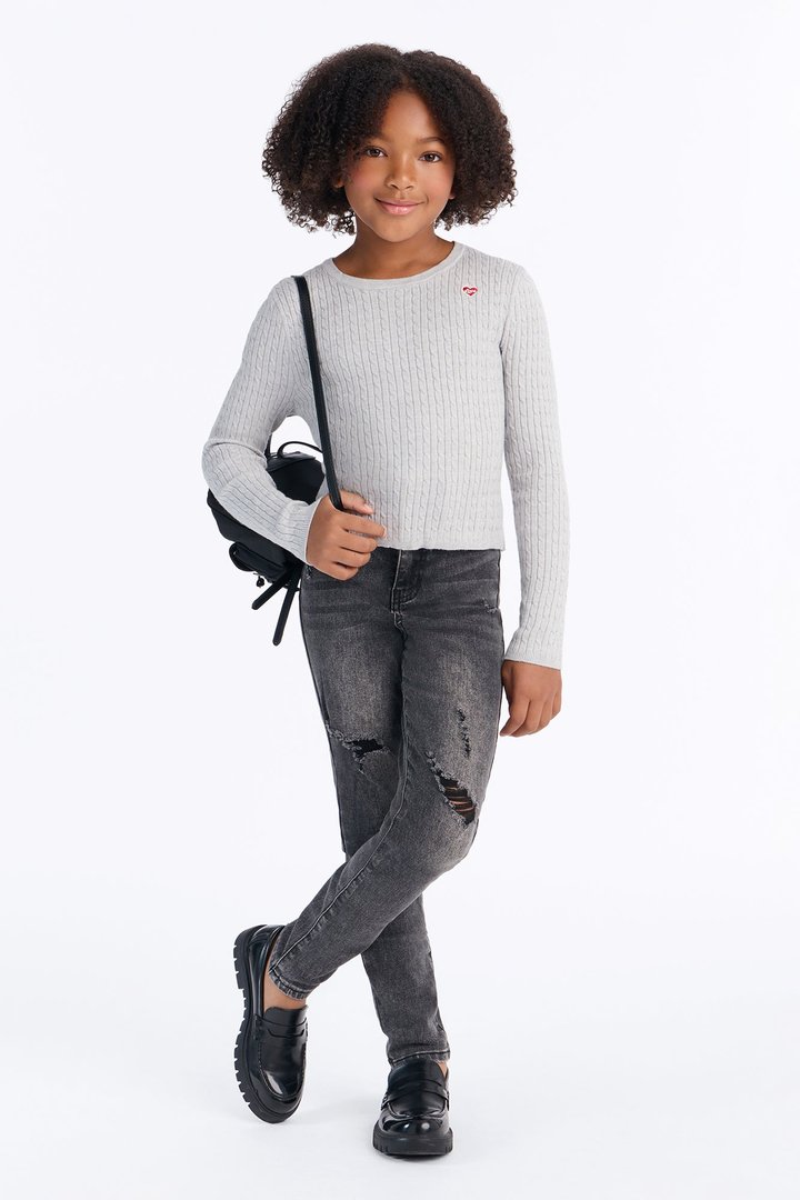 Mini Embrace The Warmth Pullover Sweater - Heather Grey