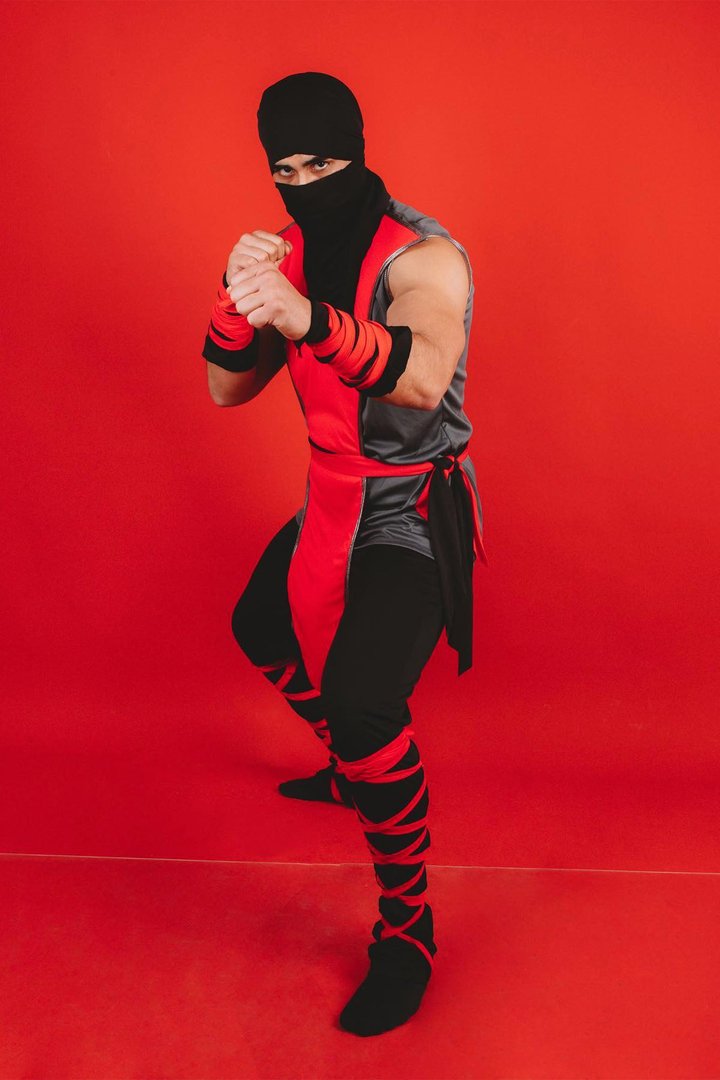 Silent Killer Ninja 6 Pice Costume Set - Red/Black