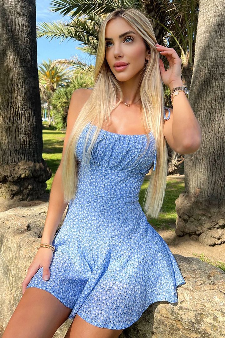 Spring Fling Floral Romper - Blue